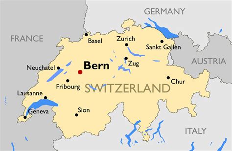 capital city of switzerland|map of switzerland and surrounding countries.